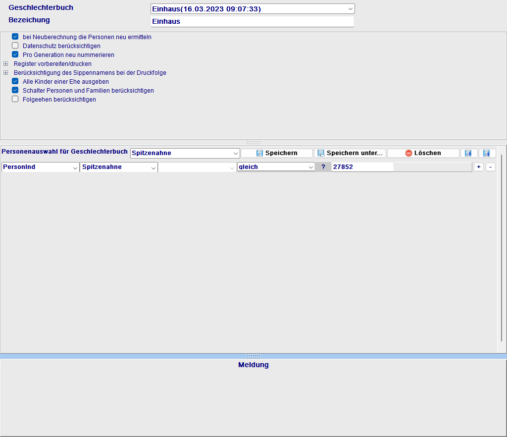 Geschlechterbuch in der Druckvorschau