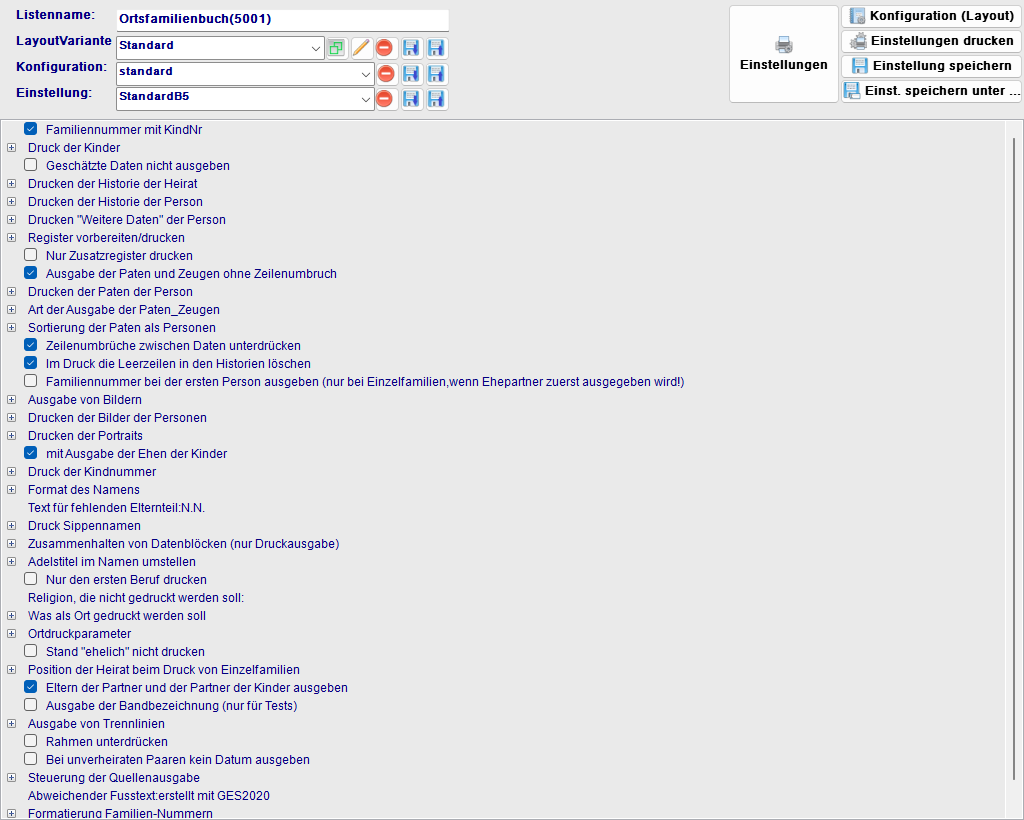 OFB-Druckdialog mit Parameter-Panel