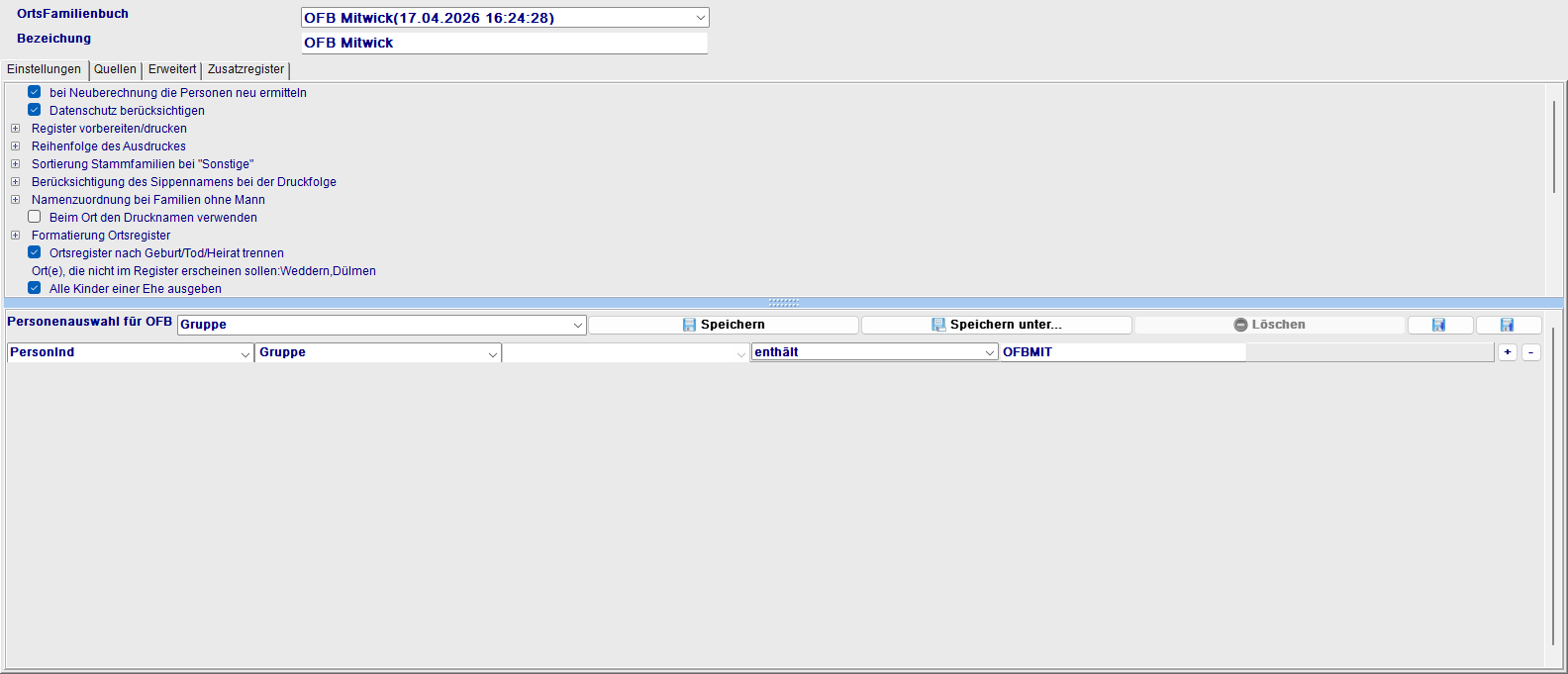 OFB-Dialog Tab Einstellungen