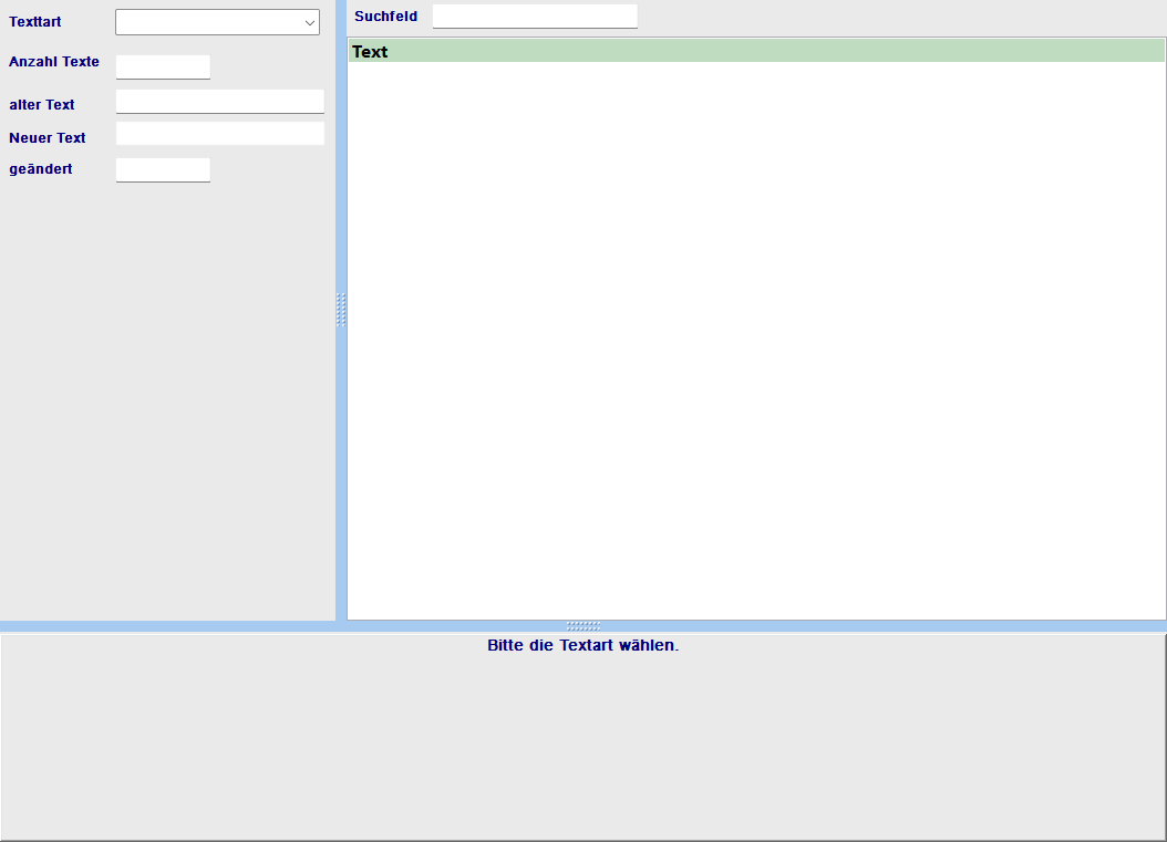 Textauswertungs-Dialog mit Vorlagenauswahl und Vorschau