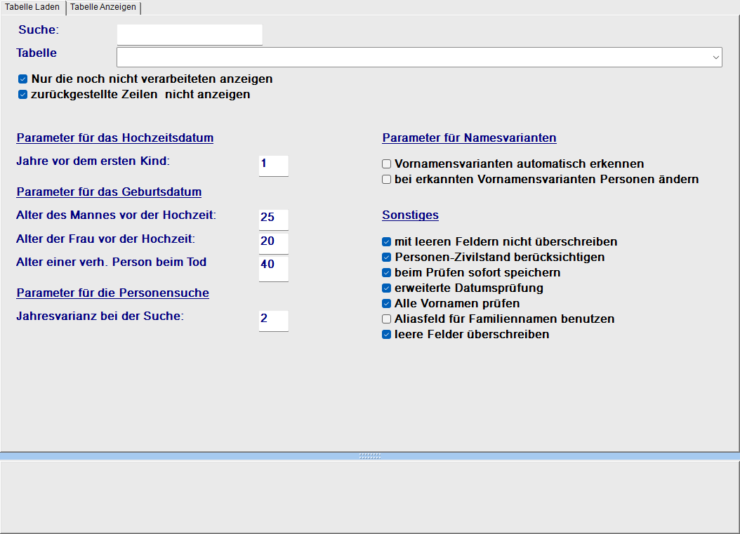 Verkartungs-Dialog mit Feldauswahl und Vorschau