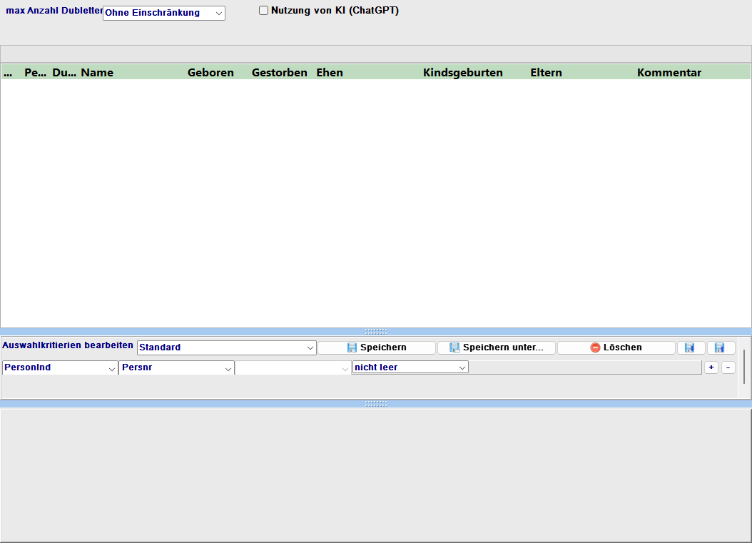 Dubletten-Ergebnisliste mit mehreren Trefferpaaren