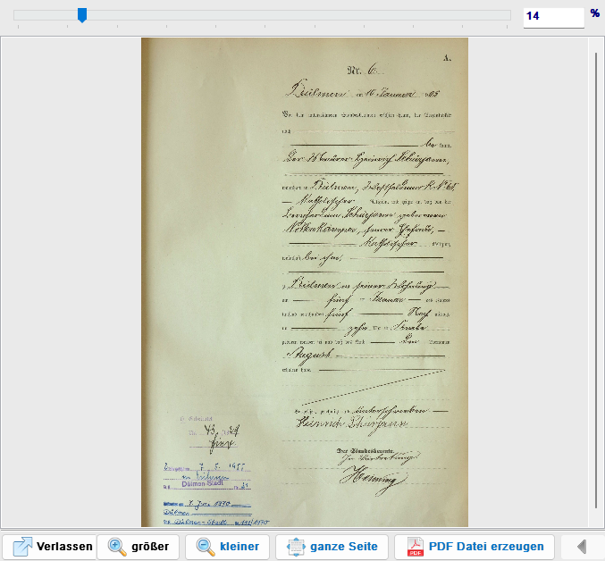 Bildbetrachter mit Zoom-Regler, Seitennavigation und Vollansicht-Schaltfläche