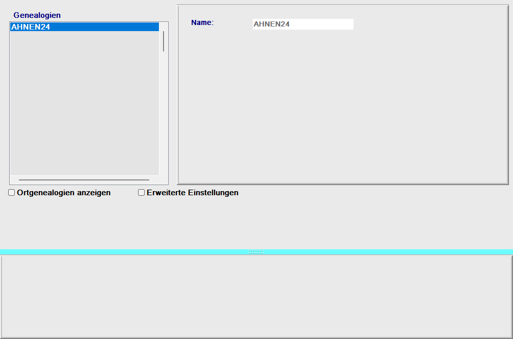 Formular Verwaltung von Genealogien mit Liste und Feldern