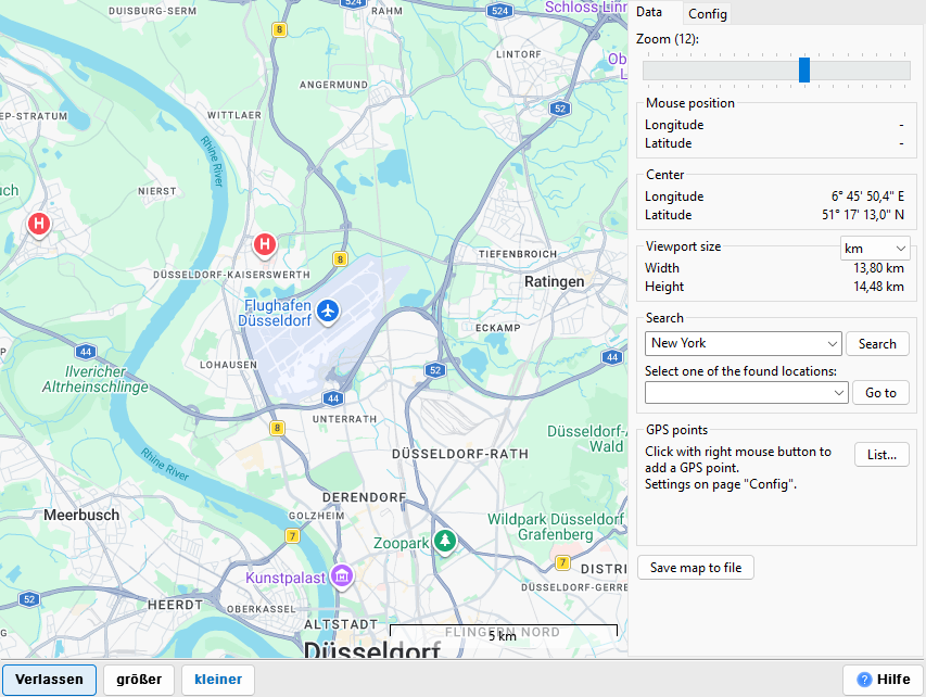 MapViewer mit OpenStreetMap und gesetztem Ortspin