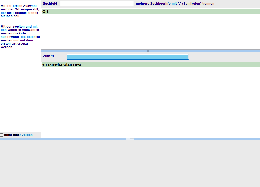 Orte-Tauschen-Dialog mit Suchliste und Tauschauswahl