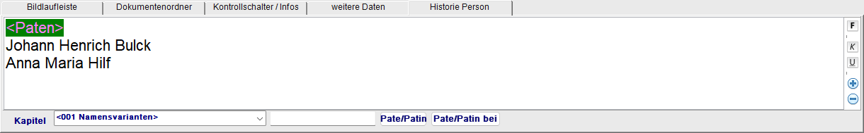 Panel-Tabs: Bilder, Dokumente, Prüfung, Zusatzfelder, Historie
